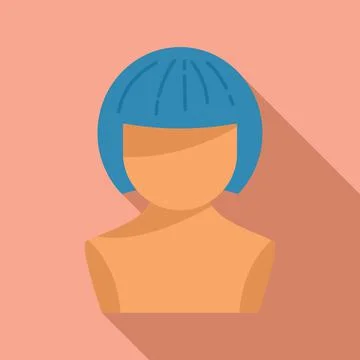 Female wig icon flat vector. Head style Stock Illustration