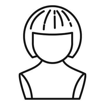 Female wig icon outline vector. Head style Stock Illustration