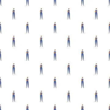 Female worker character pattern with crossed arms Illustrazione stock