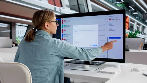 Female Worker Checking Software Support Tickets Stock Footage 326118244