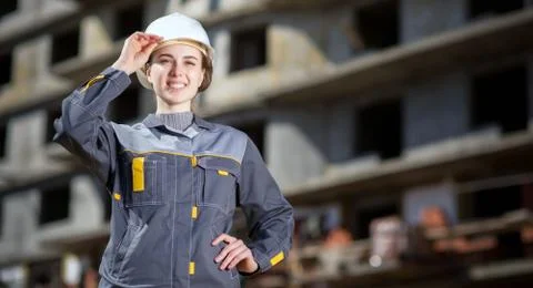 Female worker at a construction Stock Photos