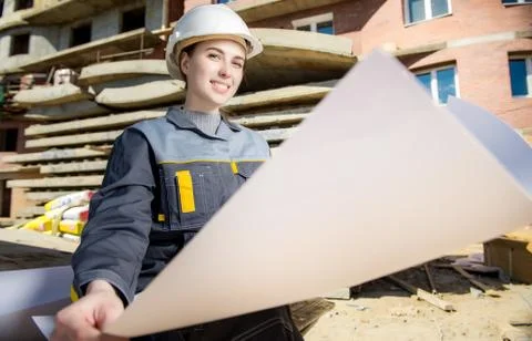 Female worker at a construction Stock Photos