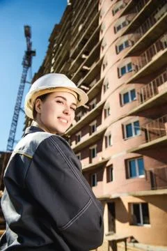 Female worker at a construction Stock Photos