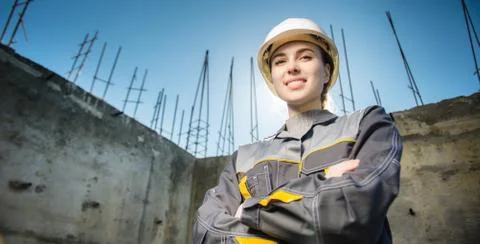 Female worker at a construction Stock Photos