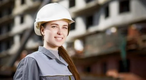 Female worker at a construction Stock Photos
