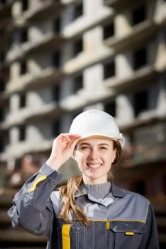 Female worker at a construction Stock Photos