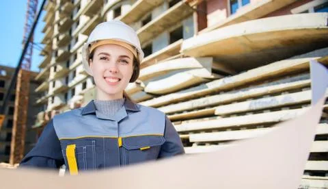 Female worker at a construction Stock Photos