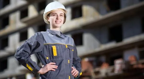 Female worker at a construction Stock Photos