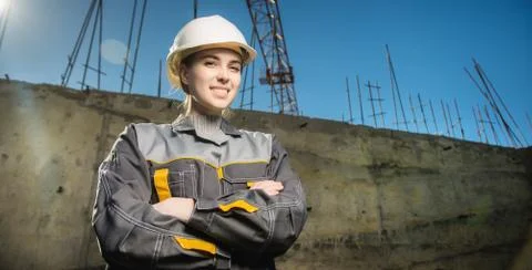 Female worker at a construction Stock Photos
