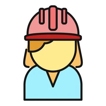 Female worker construction profession safety hard hat Stock Illustration