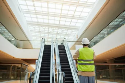 Female Worker on Construction Site Back View Stock Photos