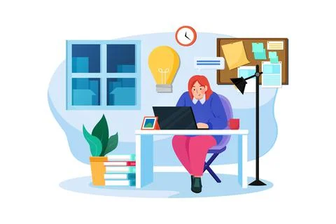 Female worker found solution of problem Stock Illustration