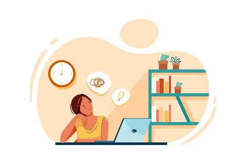 Female worker found solution of problem Stock Illustration