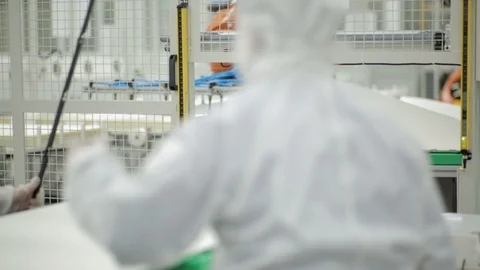 Female worker producing electronics television screen on modern factory Stock Footage 105208000