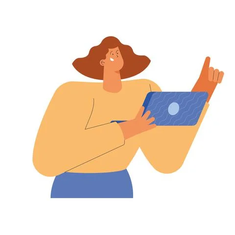 Female worker using laptop 库存插图