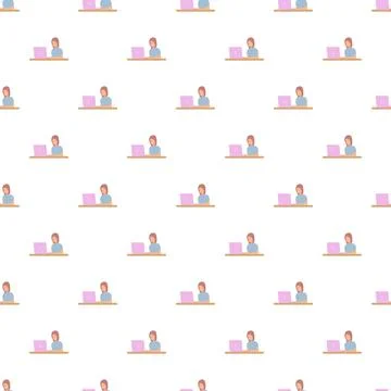 Female worker using laptop seamless pattern Illustrazione stock