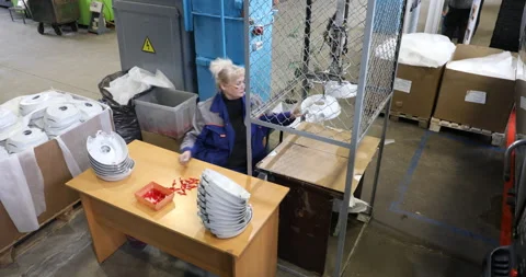 Female worker at work in the plastics recycling plant Stock Footage 87620987