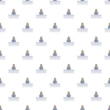 Female workers typing on laptops seamless pattern Stock Illustration