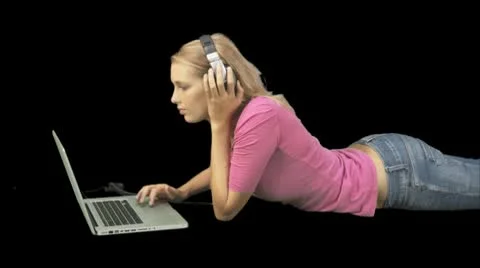 Female working on laptop Stock Footage 9140916
