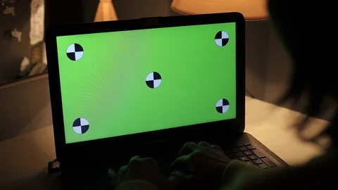 Female Works On A Lap Top Computer With Green Screen Chroma Key Stock Footage 127863822