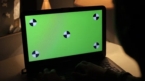 Female Works On A Lap Top Computer With Green Screen Chroma Key Stock Footage 127863896