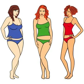 Females with different figures Stock Illustration