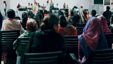 Females Gathering In Spiritual Function during Night Stock Footage 130665076