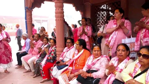 Females Gathering In Spiritual Function Stock Footage 131464185