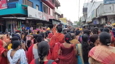 Females Group of Devotee Dancing During Krishna Name Sankirtan Stock Footage 201623968