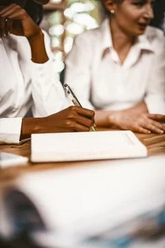 Females Hand Making Notes, Close Up Stock Photos