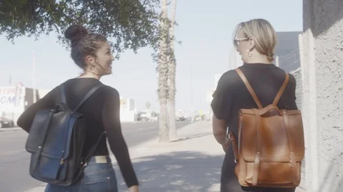 Females walking outside side by side Stock Footage 111593512