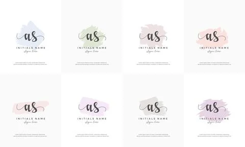 Feminine set letter AS A S Initial handwriting logo design Stock Illustration