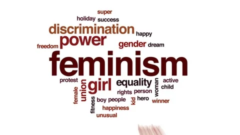 Feminism animated word cloud, text design animation. Stock Footage