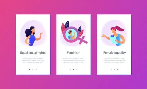 Feminism app interface template. Stock Illustration