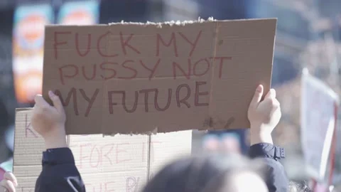 Feminism Protest Sign in a Crowd Stock Footage 139249661