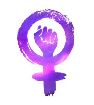 Feminism protest symbol with outer space Stock Illustration