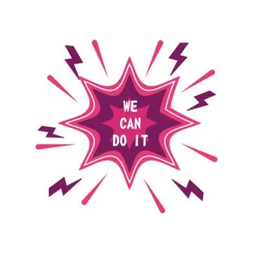 Feminism we can do it explosion bubble detailed style icon vector design Ilustración de archivo