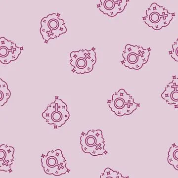 Feminist consciousness line seamless pattern Stock Illustration