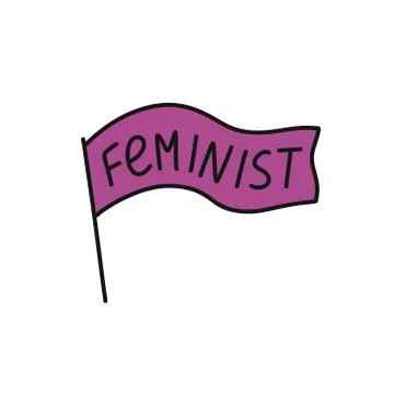 Feminist flag doodle icon, vector illustration Stock Illustration