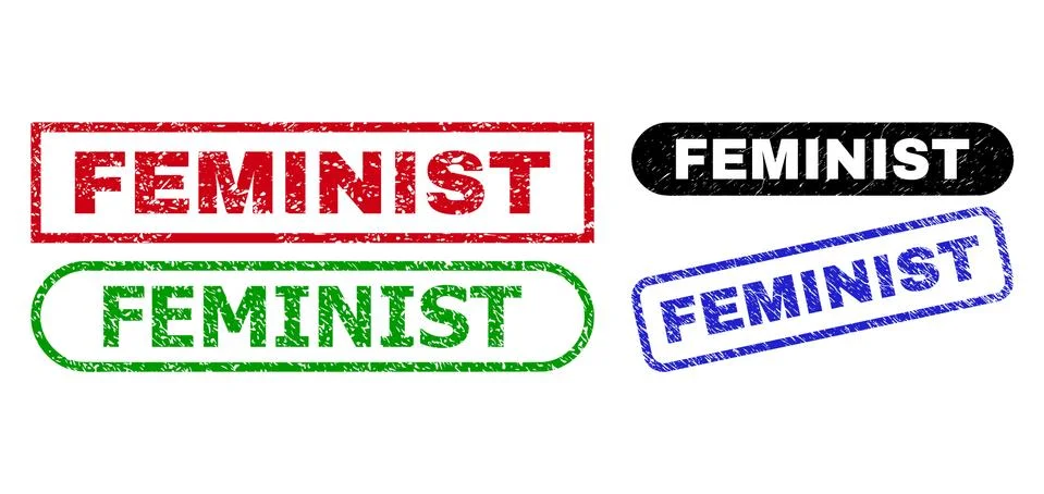 FEMINIST Rectangle Watermarks Using Corroded Surface Stock Illustration