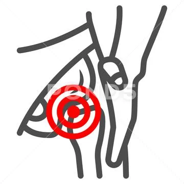 Femoral neck fracture line icon, body pain concept, groin ache vector ...