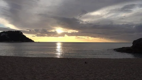 Fenals beach in Lloret de Mar at sunrise Stock Footage 112642224