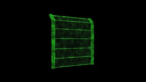 Fence 3D Wireframe Hologram in Motion. Nice 3D Rendering Stock Illustration