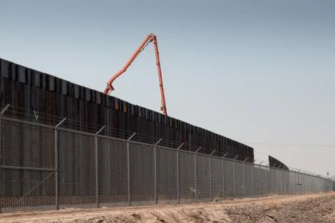 Fence along the US, Mexican border in El Paso, Texas Stock Photos