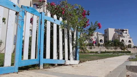 Fence and Bushes Moving with the Wind Stock Footage 83089470