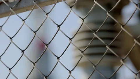 Fence and a chimney of the plant, m/s Stock Footage 72767259