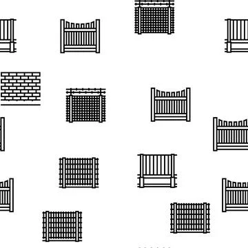 Fence And Gate Exterior Security vector seamless pattern Stock Illustration
