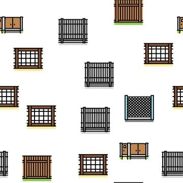 Fence And Gate Exterior Security vector seamless pattern Stockillustratie
