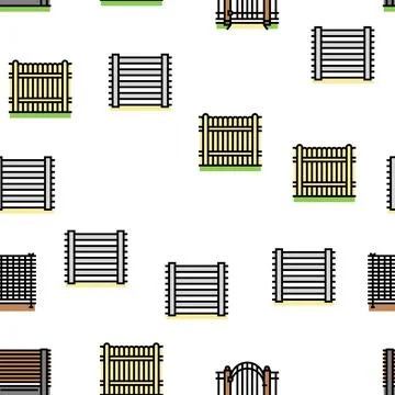 Fence And Gate Exterior Security vector seamless pattern Stock Illustration