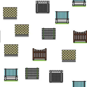 Fence And Gate Exterior Security vector seamless pattern イラスト素材